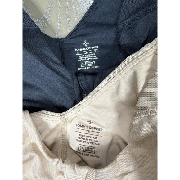 Tommie Copper Sports Bra Womens Large Black Beige Zip Front Copper Znergy 2 Pack - Picture 3 of 8